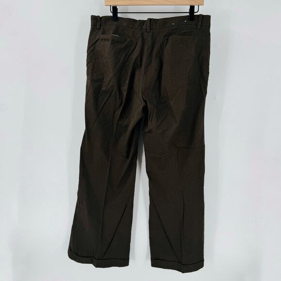 Gap Y2K Wide Leg Linen Pants Chocolate Brown Size 12R Minimalist Fall Staple - Picture 2 of 7